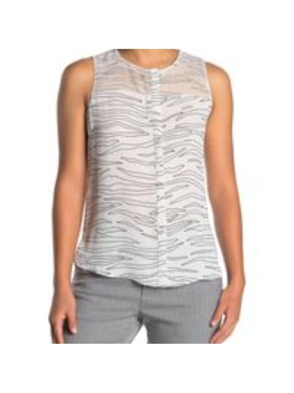 𝅺t Tahari BNWT Blouse Tank Black White Sz Small